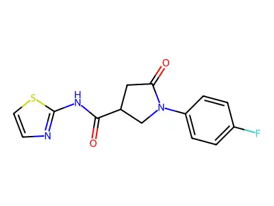 1-(4-fluorophenyl)-5-oxo-N-(1,3-thiazol-2-yl)-3-pyrrolidinecarboxamide structure