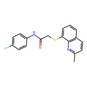 N-(4-fluorophenyl)-2-(2-methylquinolin-8-yl)sulfanylacetamide structure