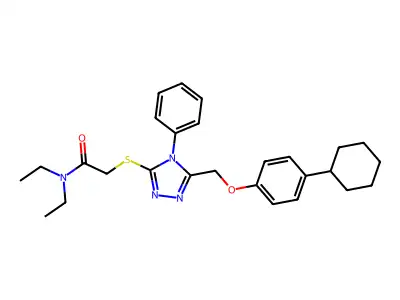 2-({5-[(4-cyclohexylphenoxy)methyl]-4-phenyl-4H-1,2,4-triazol-3-yl}sulfanyl)-N,N-diethylacetamide structure