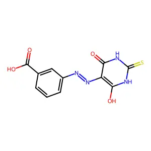 3-[2-(4,6-dioxo-2-thioxotetrahydro-5(2H)-pyrimidinylidene)hydrazino]benzoic acid structure