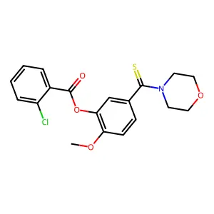 2-Chloro-benzoic acid 2-methoxy-5-(morpholine-4-carbothioyl)-phenyl ester structure