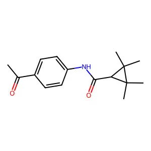 N-(4-acetylphenyl)-2,2,3,3-tetramethylcyclopropanecarboxamide structure