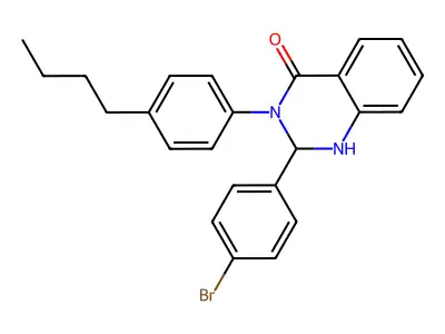 2-(4-bromophenyl)-3-(4-butylphenyl)-2,3-dihydro-4(1H)-quinazolinone structure