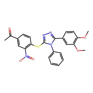 1-[4-[[5-(3,4-dimethoxyphenyl)-4-phenyl-1,2,4-triazol-3-yl]sulfanyl]-3-nitrophenyl]ethanone structure