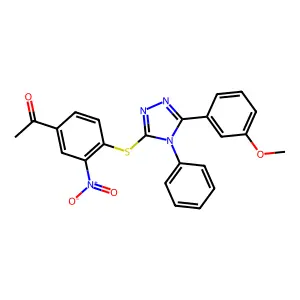 1-[4-[[5-(3-methoxyphenyl)-4-phenyl-1,2,4-triazol-3-yl]sulfanyl]-3-nitrophenyl]ethanone structure