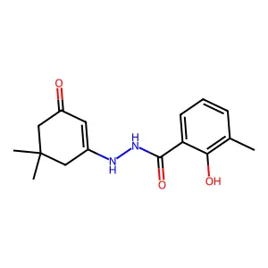 N'-(5,5-dimethyl-3-oxocyclohexen-1-yl)-2-hydroxy-3-methylbenzohydrazide structure
