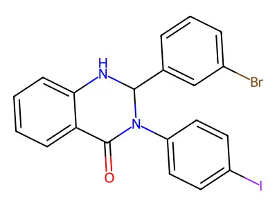 2-(3-bromophenyl)-3-(4-iodophenyl)-2,3-dihydro-4(1H)-quinazolinone structure