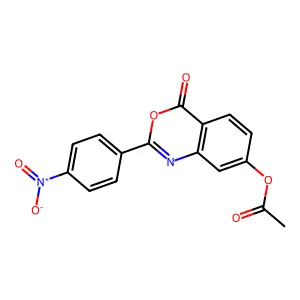 2-(4-nitrophenyl)-4-oxo-4H-3,1-benzoxazin-7-yl acetate structure