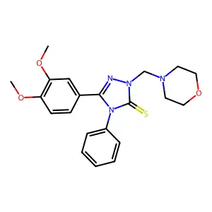 5-(3,4-dimethoxyphenyl)-2-(morpholin-4-ylmethyl)-4-phenyl-1,2,4-triazole-3-thione structure