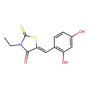 5-(2,4-dihydroxybenzylidene)-3-ethyl-2-thioxo-1,3-thiazolidin-4-one structure