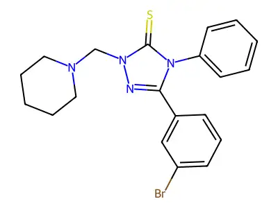 5-(3-Bromophenyl)-4-phenyl-2-(piperidin-1-ylmethyl)-1,2,4-triazole-3-thione structure