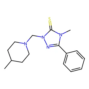 4-Methyl-2-[(4-methylpiperidin-1-yl)methyl]-5-phenyl-1,2,4-triazole-3-thione structure