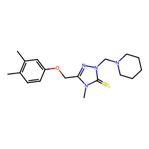 5-[(3,4-dimethylphenoxy)methyl]-4-methyl-2-(piperidin-1-ylmethyl)-1,2,4-triazole-3-thione structure