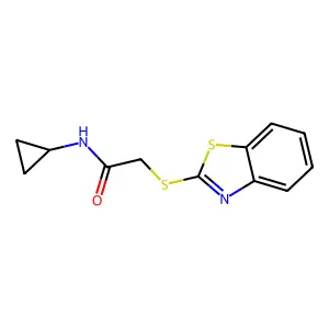 2-(1,3-benzothiazol-2-ylsulfanyl)-N-cyclopropylacetamide structure
