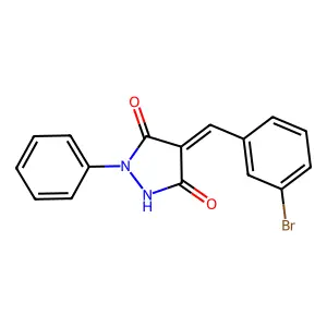 (4E)-4-(3-bromobenzylidene)-1-phenylpyrazolidine-3,5-dione structure