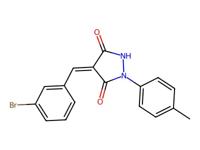 (4Z)-4-[(3-bromophenyl)methylidene]-1-(4-methylphenyl)pyrazolidine-3,5-dione structure