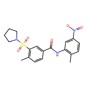 N-{5-nitro-2-methylphenyl}-4-methyl-3-(1-pyrrolidinylsulfonyl)benzamide structure