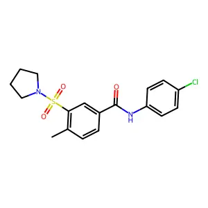 N-(4-chlorophenyl)-4-methyl-3-(1-pyrrolidinylsulfonyl)benzamide structure