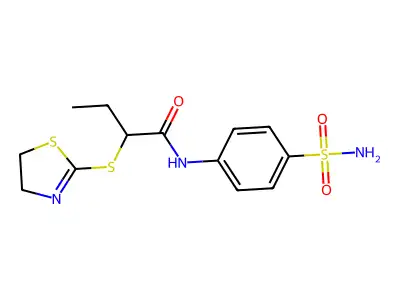 2-(4,5-dihydro-1,3-thiazol-2-ylsulfanyl)-N-(4-sulfamoylphenyl)butanamide structure
