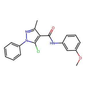 5-chloro-N-(3-methoxyphenyl)-3-methyl-1-phenylpyrazole-4-carboxamide structure