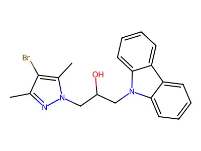 1-(4-bromo-3,5-dimethyl-1H-pyrazol-1-yl)-3-(9H-carbazol-9-yl)propan-2-ol structure