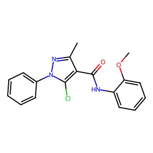 5-chloro-N-(2-methoxyphenyl)-3-methyl-1-phenylpyrazole-4-carboxamide structure