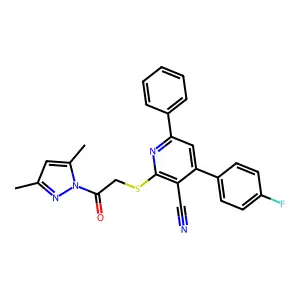 2-[2-(3,5-dimethylpyrazol-1-yl)-2-oxoethyl]sulfanyl-4-(4-fluorophenyl)-6-phenylpyridine-3-carbonitrile structure