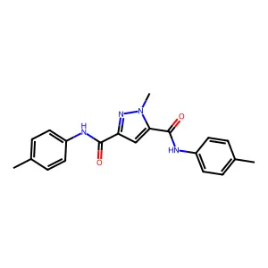 1-methyl-N~3~,N~5~-bis(4-methylphenyl)-1H-pyrazole-3,5-dicarboxamide structure