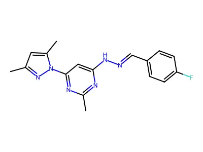 4-Fluorobenzaldehyde 2-[6-(3,5-dimethyl-1H-pyrazol-1-yl)-2-methyl-4-pyrimidinyl]hydrazone structure