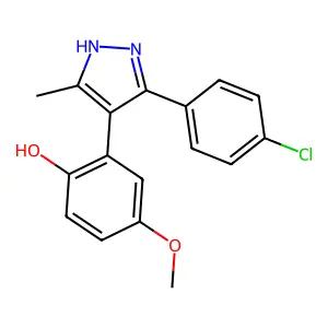 2-[3-(4-chlorophenyl)-5-methyl-1H-pyrazol-4-yl]-4-methoxyphenol structure