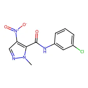 N-(3-chlorophenyl)-1-methyl-4-nitro-1H-pyrazole-5-carboxamide structure