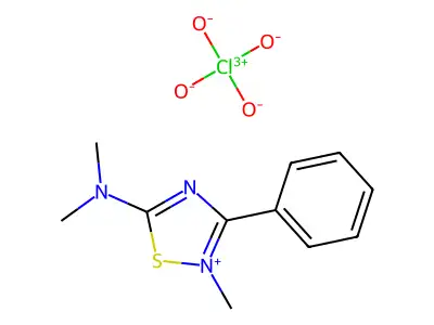 5-(Dimethylamino)-2-methyl-3-phenyl-1,2,4-thiadiazol-2-ium perchlorate structure
