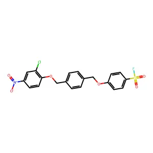 Benzenesulfonylfluoride, 4-[[4-[(2-chloro-4-nitrophenoxy)methyl]phenyl]methoxy]- structure