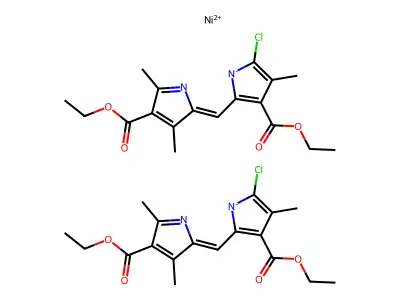 ethyl (5Z)-5-[(5-chloro-3-ethoxycarbonyl-4-methylpyrrol-1-id-2-yl)methylidene]-2,4-dimethylpyrrole-3-carboxylate;nickel(2+) structure