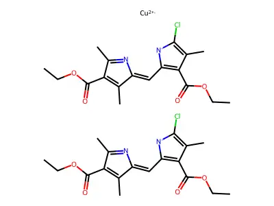 copper;ethyl (5Z)-5-[(5-chloro-3-ethoxycarbonyl-4-methylpyrrol-1-id-2-yl)methylidene]-2,4-dimethylpyrrole-3-carboxylate structure