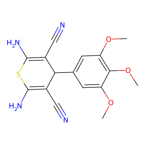 2,6-Diamino-4-(3,4,5-trimethoxyphenyl)-4H-thiopyran-3,5-dicarbonitrile structure