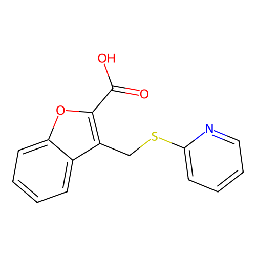 3-(Pyridin-2-ylsulfanylmethyl)-benzofuran-2-carboxylic acid structure