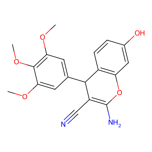2-amino-7-hydroxy-4-(3,4,5-trimethoxyphenyl)-4H-chromene-3-carbonitrile structure