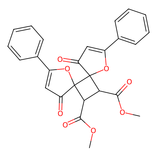 1,7-Dioxadispiro(4.0.4.2)dodeca-2,8-diene-11,12-dicarboxylic acid, 4,10-dioxo-2,8-diphenyl-, dimethyl ester, (5-alpha,6-alpha,11-alpha,12-alpha)- structure