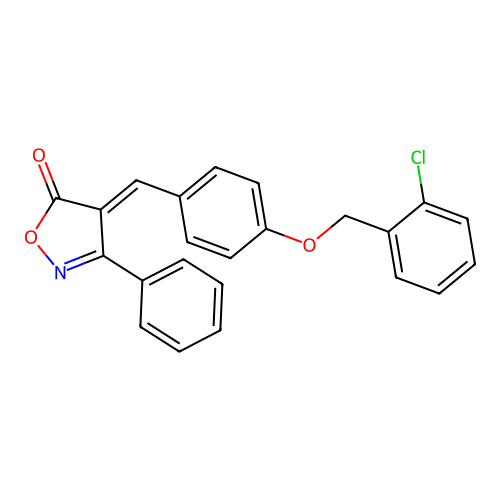 (4E)-4-{4-[(2-chlorobenzyl)oxy]benzylidene}-3-phenyl-1,2-oxazol-5(4H)-one structure
