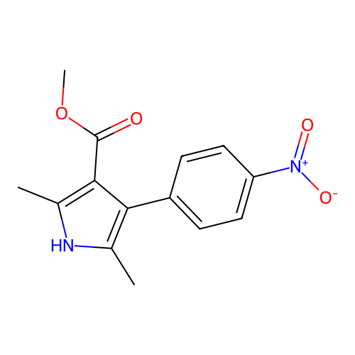 methyl 2,5-dimethyl-4-(4-nitrophenyl)-1H-pyrrole-3-carboxylate structure