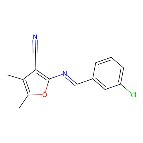 2-[(3-Chlorophenyl)methylideneamino]-4,5-dimethylfuran-3-carbonitrile structure