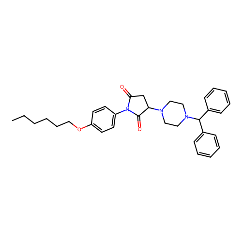 3-[4-(Diphenylmethyl)piperazin-1-yl]-1-[4-(hexyloxy)phenyl]pyrrolidine-2,5-dione structure