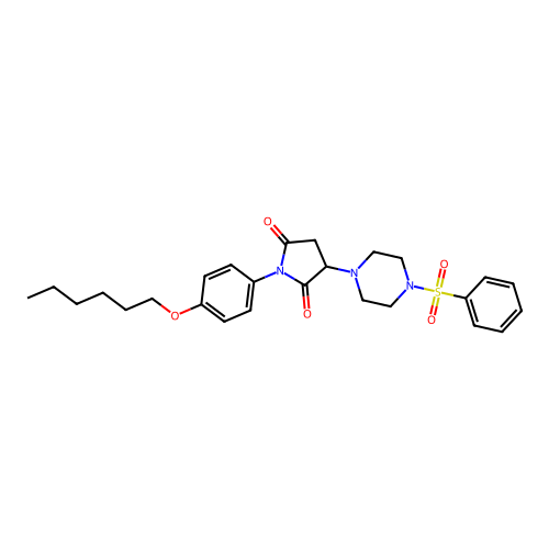 1-[4-(Hexyloxy)phenyl]-3-[4-(phenylsulfonyl)piperazin-1-yl]pyrrolidine-2,5-dione structure