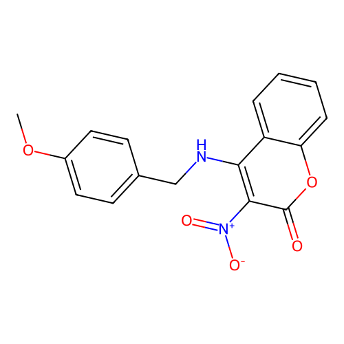 4-[(4-methoxybenzyl)amino]-3-nitro-2H-chromen-2-one structure