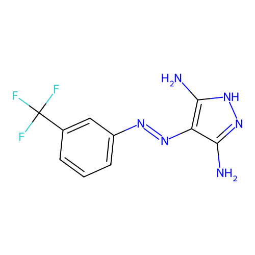 4-{(E)-[3-(trifluoromethyl)phenyl]diazenyl}-1H-pyrazole-3,5-diamine structure