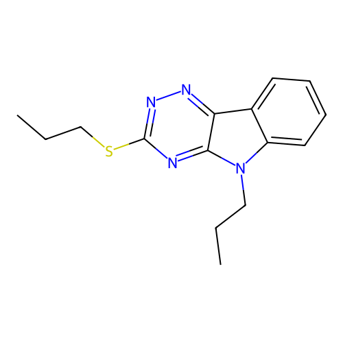 5-propyl-3-(propylsulfanyl)-5H-[1,2,4]triazino[5,6-b]indole structure