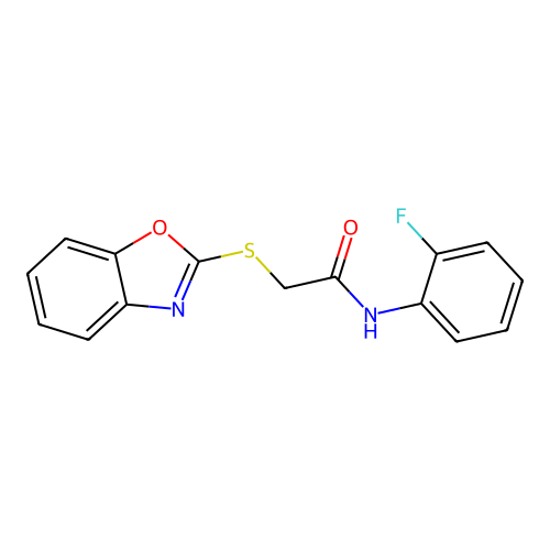 2-(1,3-benzoxazol-2-ylsulfanyl)-N-(2-fluorophenyl)acetamide structure