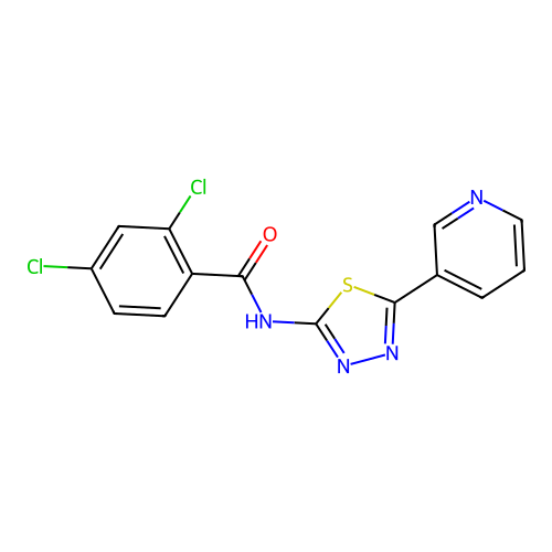2,4-dichloro-N-[5-(3-pyridinyl)-1,3,4-thiadiazol-2-yl]benzamide structure