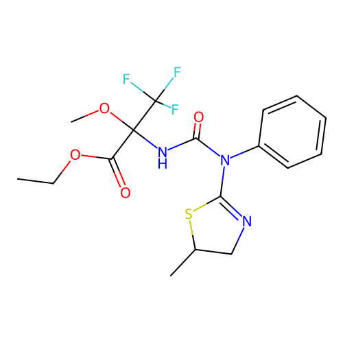 ethyl 3,3,3-trifluoro-2-methoxy-2-({[(5-methyl-4,5-dihydro-1,3-thiazol-2-yl)anilino]carbonyl}amino)propanoate structure